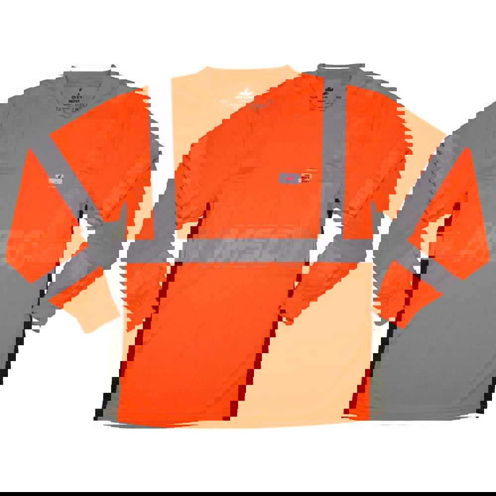 Work Shirt: High-Visibility, 2X-Large, Polyester, High-Visibility Orange, 1 Pocket